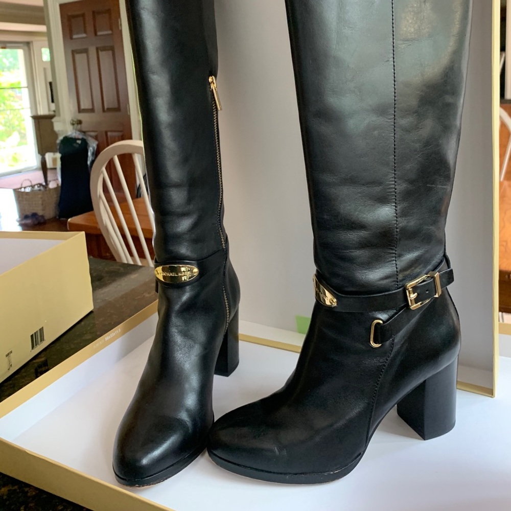 Micheal Kors black knee high heeled boots 6.5 NEW